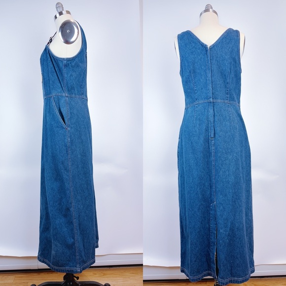 New York & Company Guc*i Style Jean Overall Skirt Size 12 - Picture 6 of 6